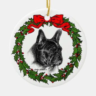 French Bulldog Art by Glenda S. Harlan Ceramic Tree Decoration