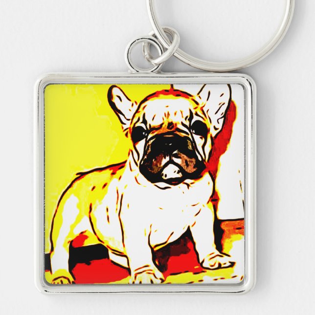 French Bulldog Art Key Ring (Front)