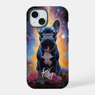 French Bulldog Art Monogram iPhone 15 Case