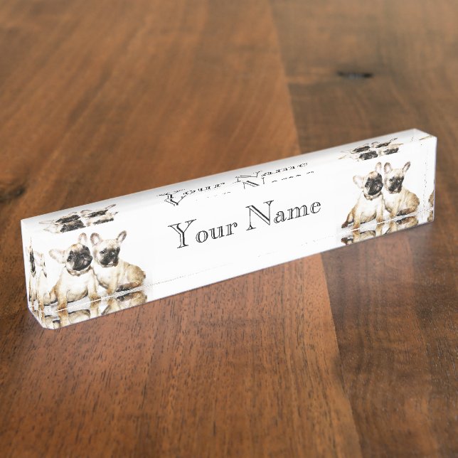 French Bulldog art Nameplate (Side)