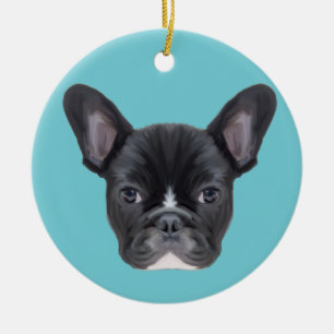 French Bulldog Art Portrait Ceramic Tree Decoration