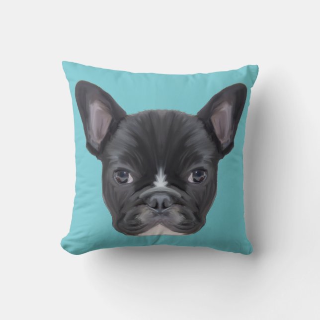 French Bulldog Art Portrait Cushion (Front)