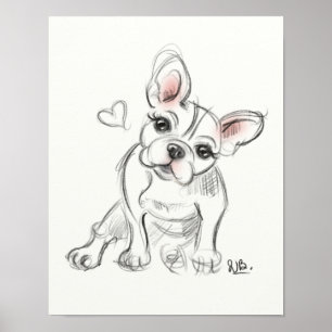 French bulldog Art print   quick sketch