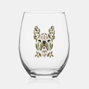 French Bulldog Art Stemless Wine Glass