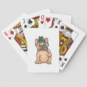French bulldog as Detective with Magnifying glass Playing Cards