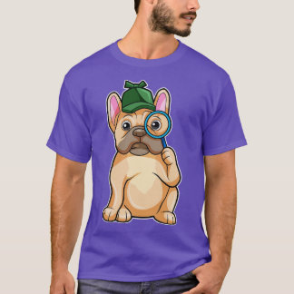 French bulldog as Detective with Magnifying glass T-Shirt