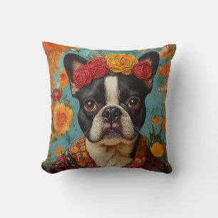 French Bulldog as Frida Kahlo Cushion