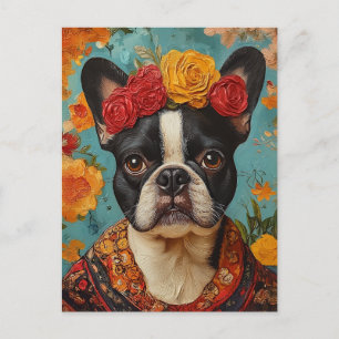 French Bulldog as Frida Kahlo Postcard