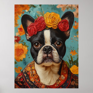 French Bulldog as Frida Kahlo Poster