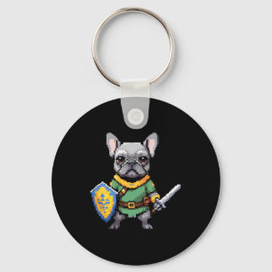 French Bulldog As Retro Video Game Character  Key Ring