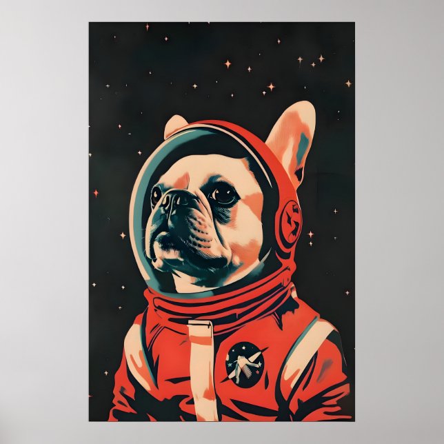 French Bulldog Astronaut Poster, French Bulldog Poster (Front)