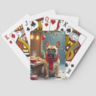 French Bulldog at Vintage Christmas Market Playing Cards