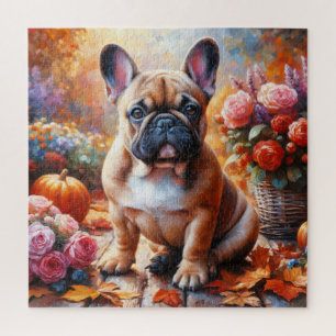French Bulldog Autumn Garden Jigsaw Puzzle