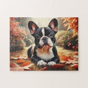 French Bulldog Autumn Leaves Jigsaw Puzzle
