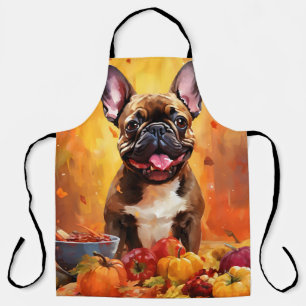 French Bulldog Autumn Thanksgiving  Apron