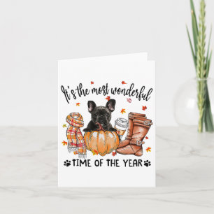 French Bulldog Autumn Thanksgiving Its The Most Wo Card