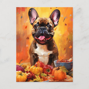 French Bulldog Autumn Thanksgiving  Postcard