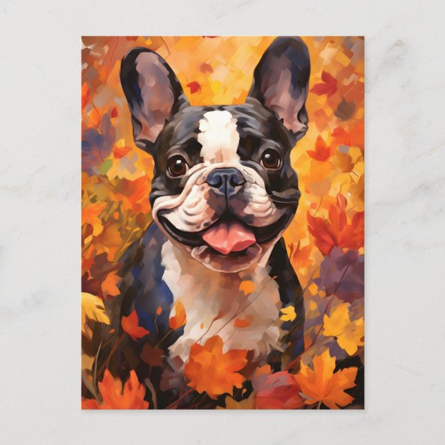 French Bulldog Autumn Thanksgiving  Postcard (Front)