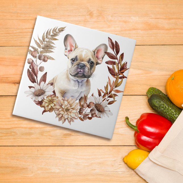 French Bulldog Autumn Wreath Tile (Creator Uploaded)