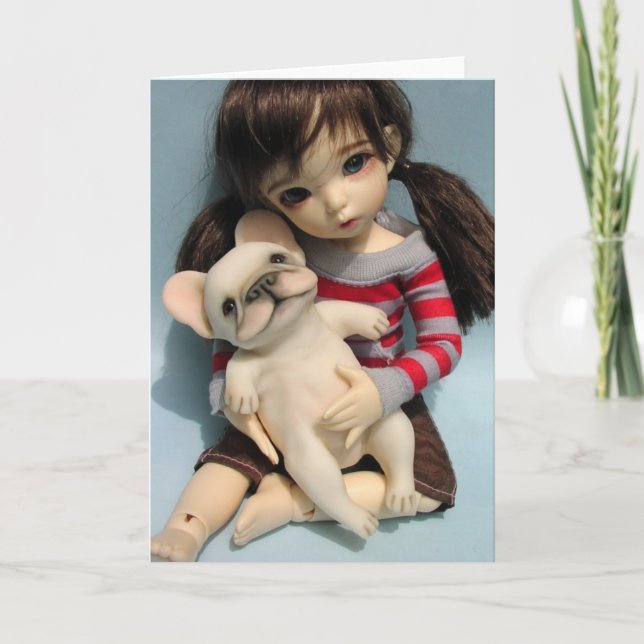 French Bulldog Baby Doll Sculpture 2 Card (Front)