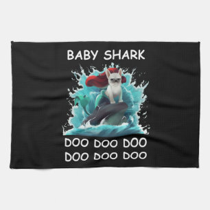French Bulldog   Baby Shark Doo Doo Doo Tea Towel