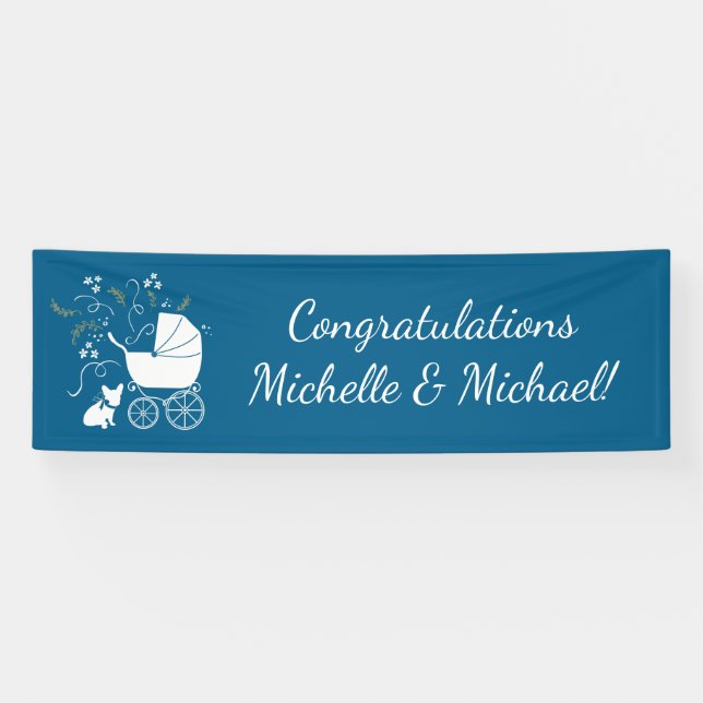 French Bulldog Baby Shower Frenchie Frenchy Banner (Horizontal)