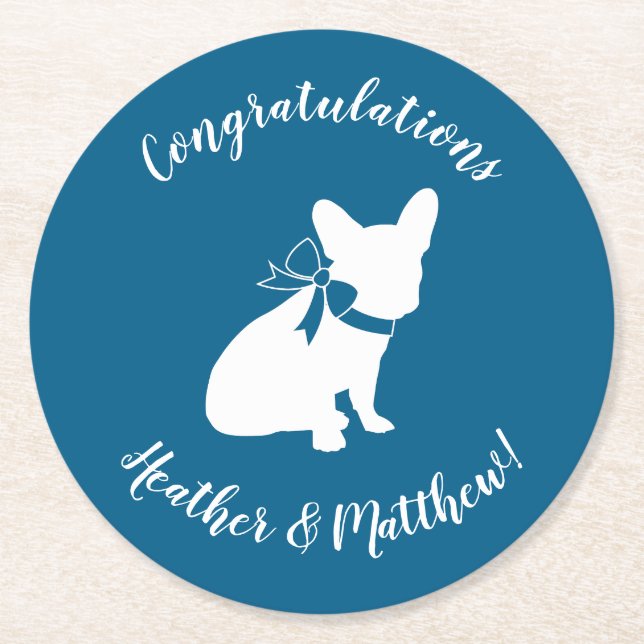 French Bulldog Baby Shower Frenchie Frenchy Round Paper Coaster (Front)