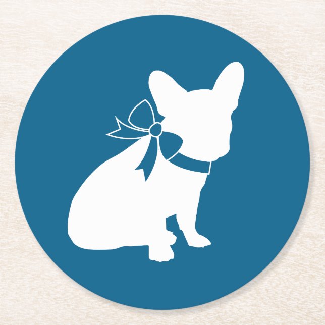 French Bulldog Baby Shower Frenchie Frenchy Round Paper Coaster (Front)