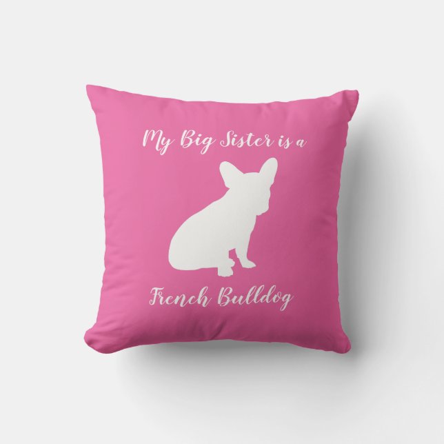 French Bulldog Baby Shower Frenchie Pink Cushion (Front)