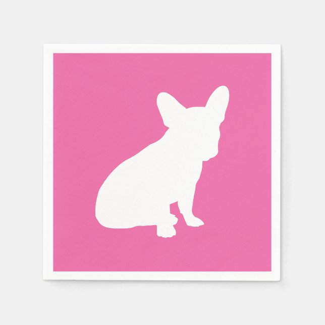 French Bulldog Baby Shower Frenchie Pink Napkin (Front)