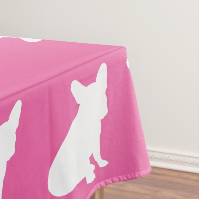 French Bulldog Baby Shower Frenchie Pink Tablecloth (In Situ)