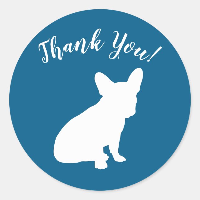 French Bulldog Baby Shower Frenchy Frenchie Blue Classic Round Sticker (Front)