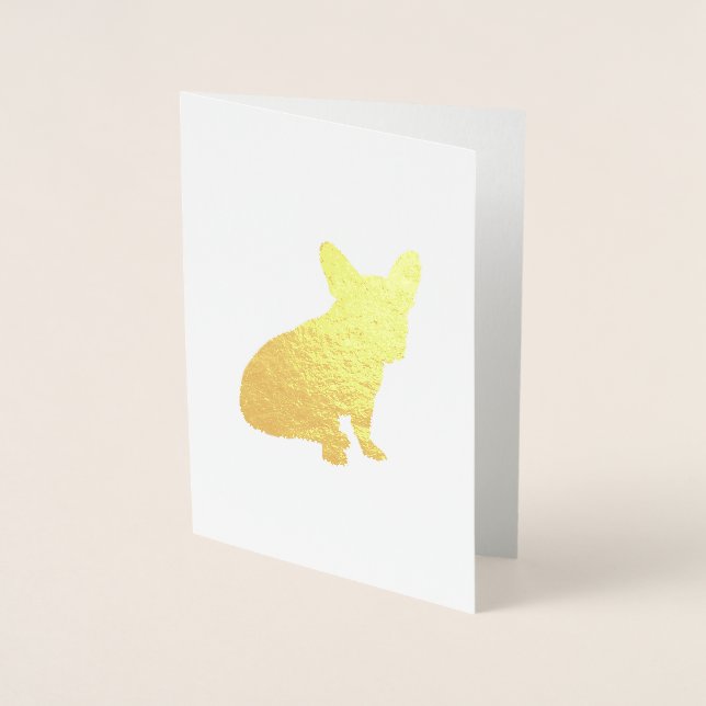 French Bulldog Baby Shower Frenchy Frenchie Blue Foil Card (Front)