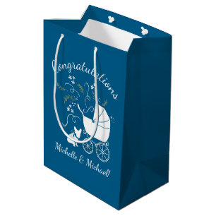 French Bulldog Baby Shower Frenchy Frenchie Blue Medium Gift Bag