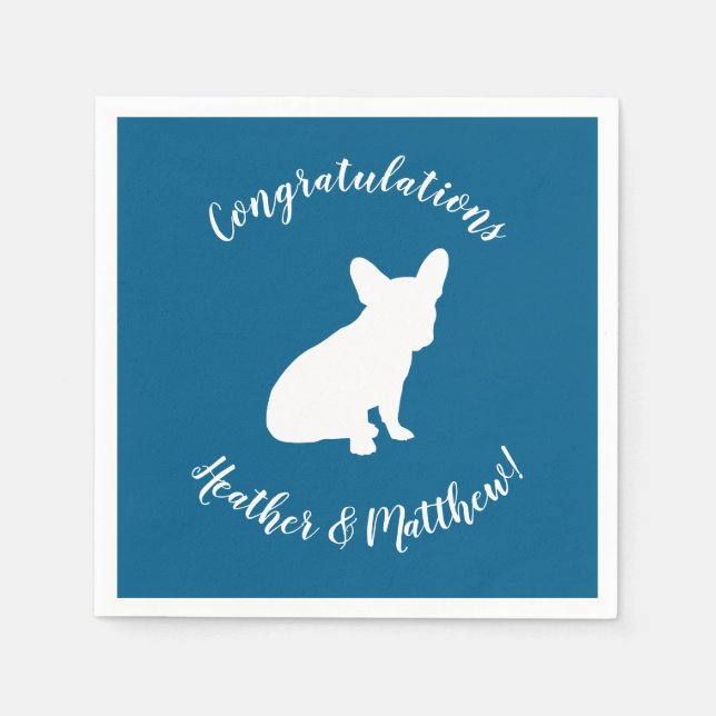 French Bulldog Baby Shower Frenchy Frenchie Blue Napkin (Front)