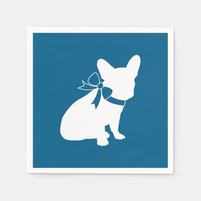 French Bulldog Baby Shower Frenchy Frenchie Blue Napkin (Front)