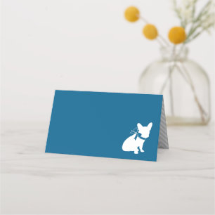 French Bulldog Baby Shower Frenchy Frenchie Blue Place Card