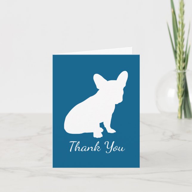 French Bulldog Baby Shower Frenchy Frenchie Blue Thank You Card (Front)