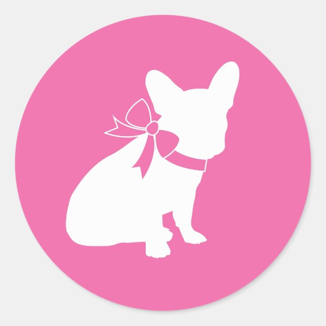 French Bulldog Baby Shower Frenchy Frenchie Pink Classic Round Sticker (Front)