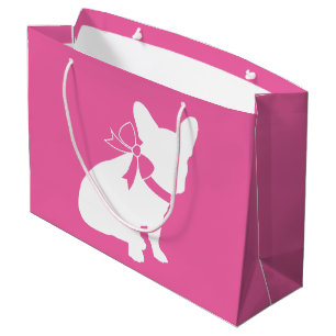French Bulldog Baby Shower Frenchy Frenchie Pink Large Gift Bag