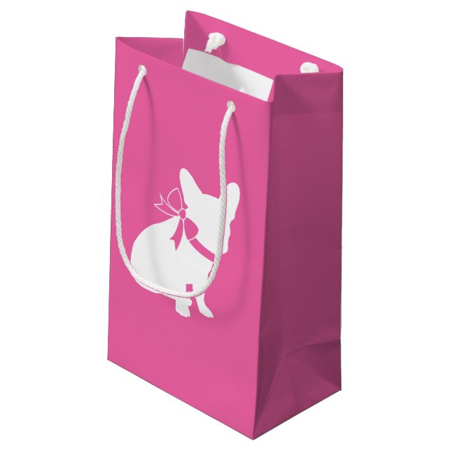 French Bulldog Baby Shower Frenchy Frenchie Pink Small Gift Bag (Back Angled)
