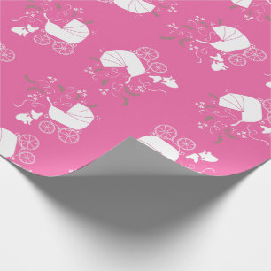 French Bulldog Baby Shower Frenchy Frenchie Pink Wrapping Paper