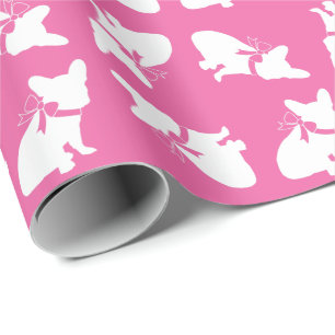 French Bulldog Baby Shower Frenchy Frenchie Pink Wrapping Paper