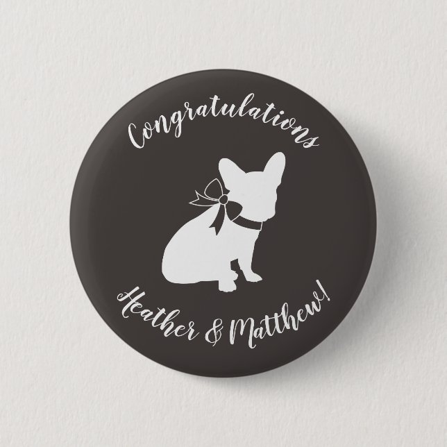 French Bulldog Baby Shower Grey 6 Cm Round Badge (Front)