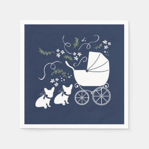 French Bulldog Baby Shower Napkins Design 2 dogs