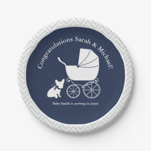 French Bulldog Baby Shower Plate Design 4