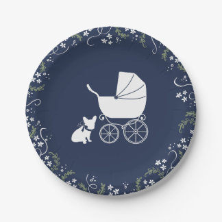 French Bulldog Baby Shower Plates Design 3