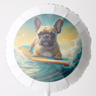 French Bulldog Beach Surfing Painting  Balloon