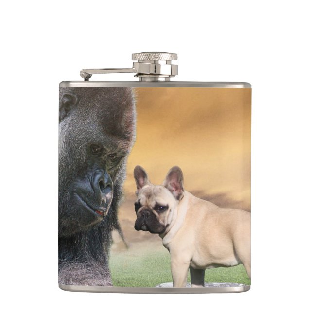 French Bulldog best friends Hip Flask (Front)