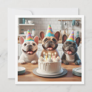 French bulldog birthday card, French bulldog Invitation